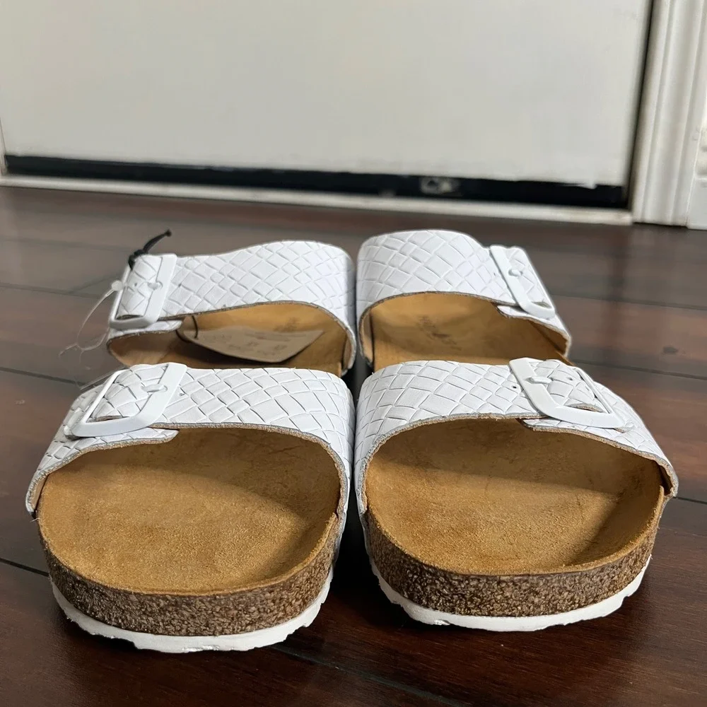 New Haflinger Men Bio Andrea Sandals White Intreccio Leather size EU 47 Comfort‎